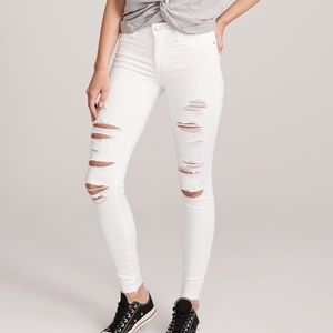 Abercrombie & Fitch White Ripped Skinny Jeans